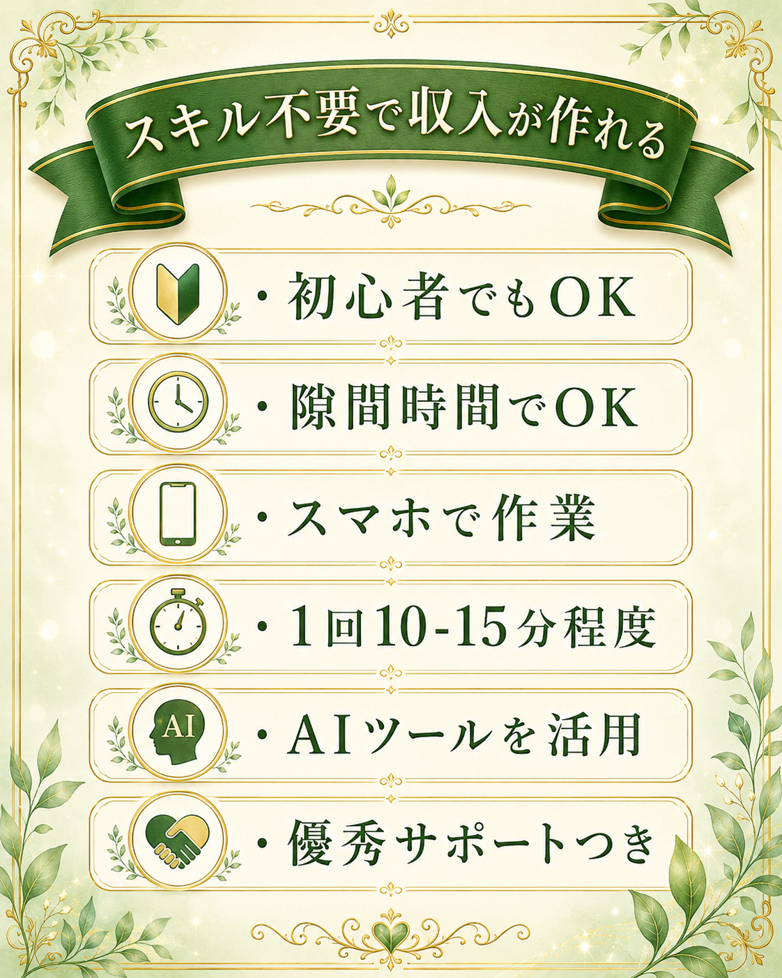 スキル不要で収入が作れる